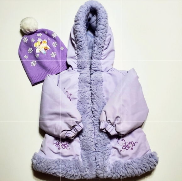 Girls Winter Coat w/Disney Frozen Winter Hat Size 24M - Picture 4 of 8